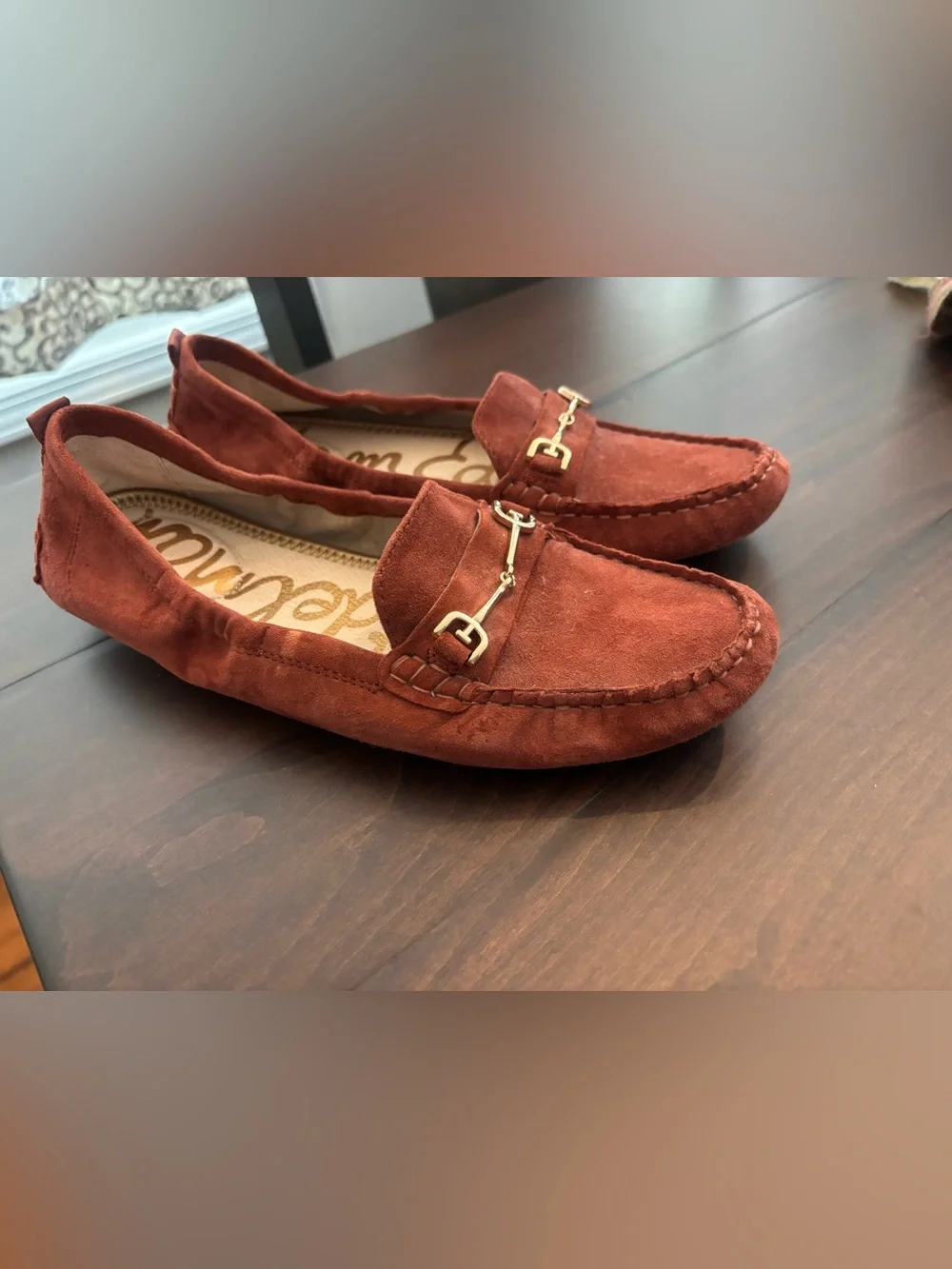 Women’s Sam Edelman Rust Suede Leather Driving Loafers